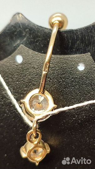 Золотой пирсинг с камнем