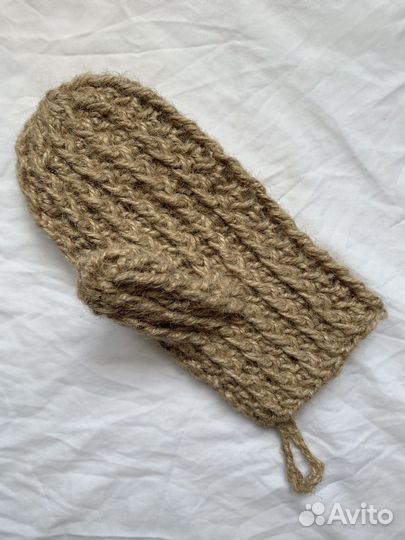 Вязанная мочалка из джута 
