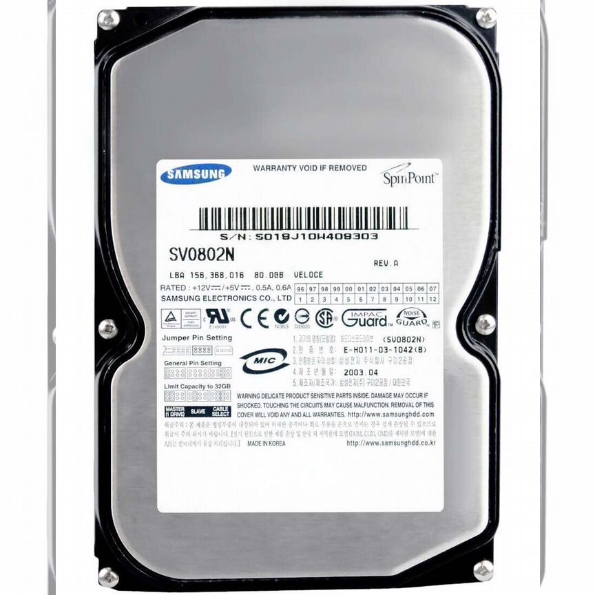 [SV0802N] Жесткий Диск Samsung 80gb Ide 3,5" Hdd Sv0802n