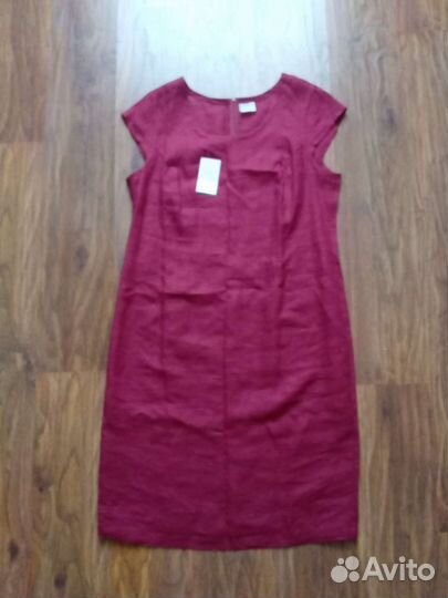Платье льняное бордовое 58 размер