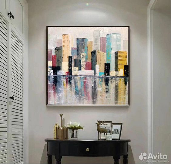Интерьерная картина абстракция «Город» 60х60 см