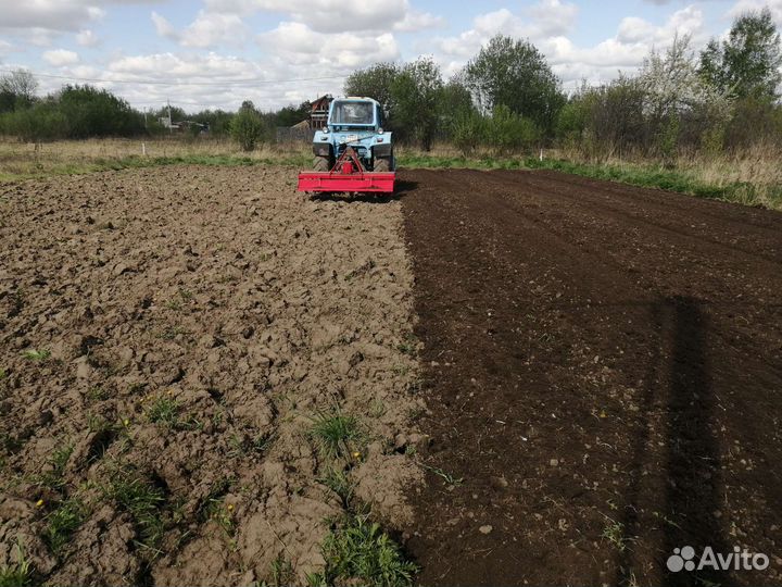 Вспашка. Покос травы. Трактором мтз
