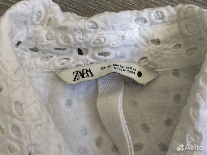 Рубашка Zara хлопок шитье 42 44