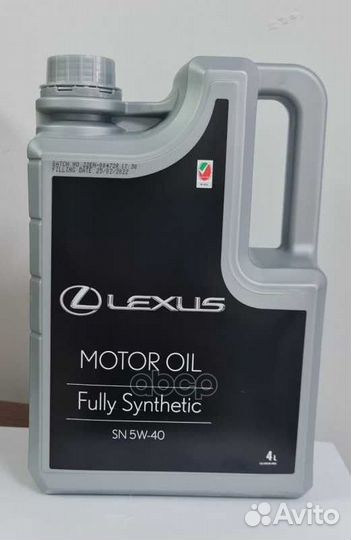 5W-40 Motor Oil API SN, 4л Lexus (синт. мотор