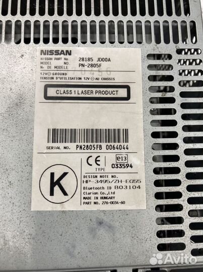 Магнитола 2 din clarion hp-3495 28185 JD00A Nissan