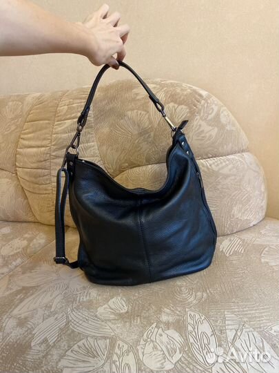 Женская кожаная сумка через плечо, черная, Италия