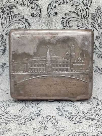 Портсигар серебро 875 пробы. Кремль