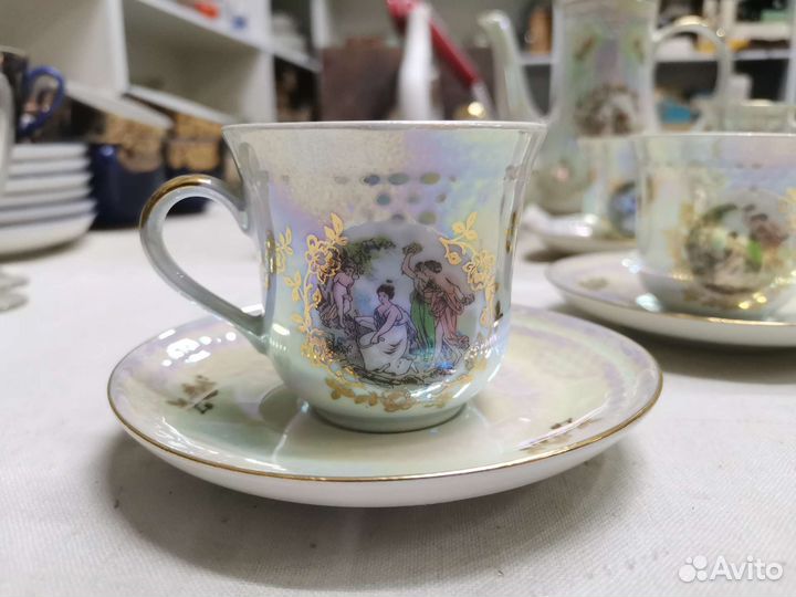 Сервиз кофейный Мадонна Кольдиц Фарфор из гдр (Ч)