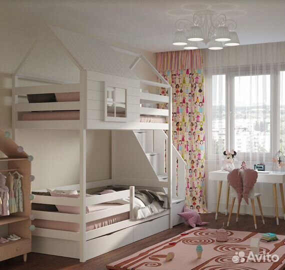 Домик детский деревянный двухъярусный с окном