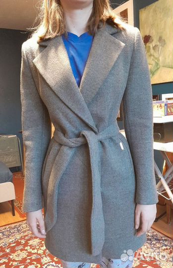 Пальто текстиль серое