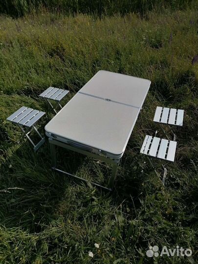 Стол туристический складной + 4 алюминиевых стула