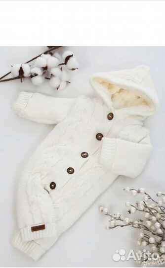 Вязаный костюм для новорождённого зимний