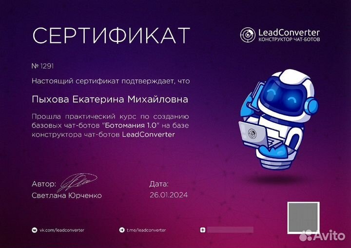 Чат боты Телеграм/Вконтакте и др