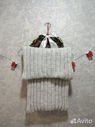 Шарф хомут серый мужской женский