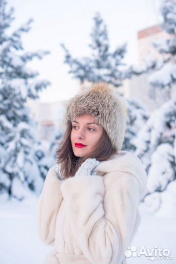 Шапка рыжая лиса женская