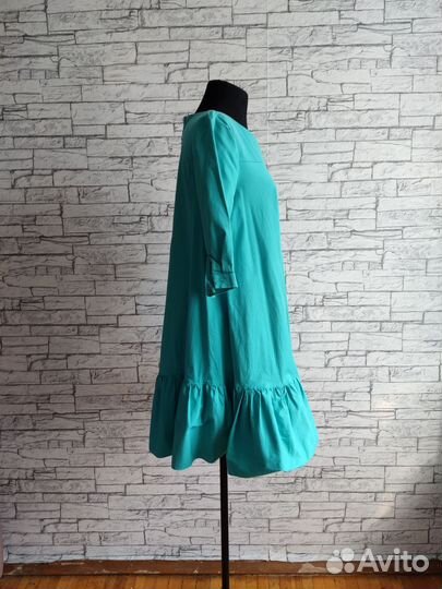 Женское платье свободного кроя 40 42 44 бирюза