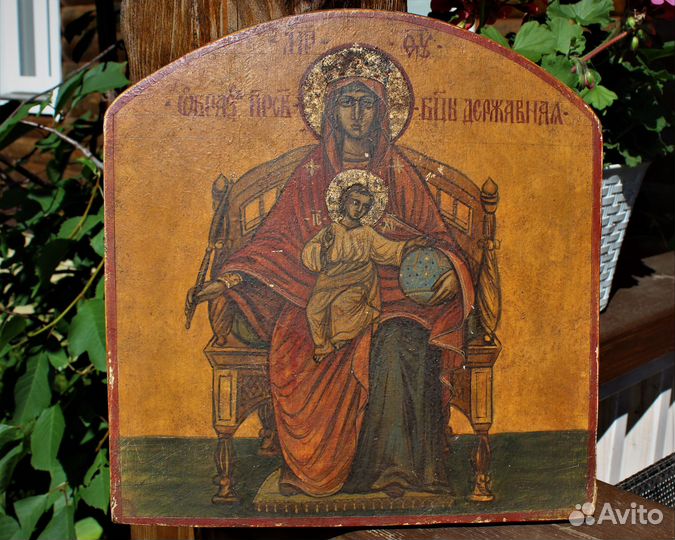 Старинная икона Богорордицы Державная 26*25 Север