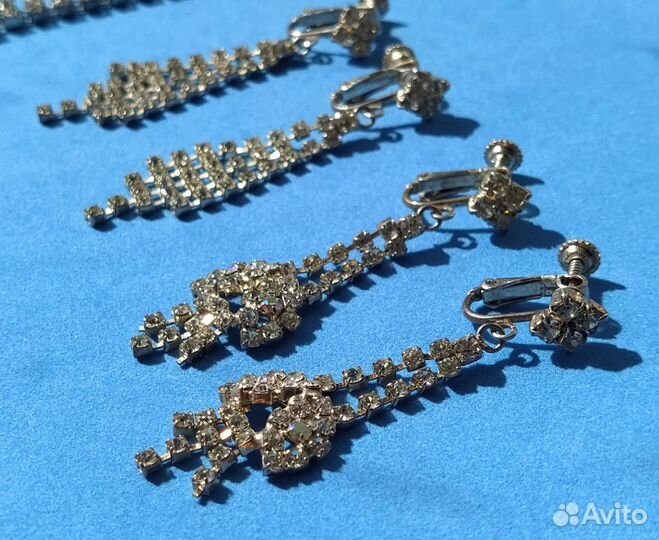 Серьги клипсы Чехословакия вечерние винтаж