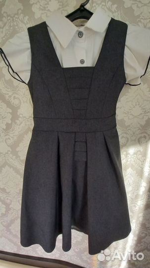 Сарафан школьный серый