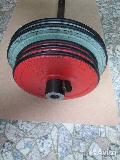 Штанга разборная 40 кг, с обрезинен. дисками, СССР