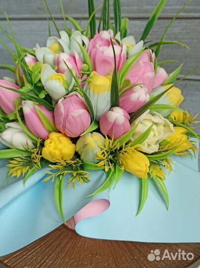 Тюльпаны из мыла, подарки из мыла