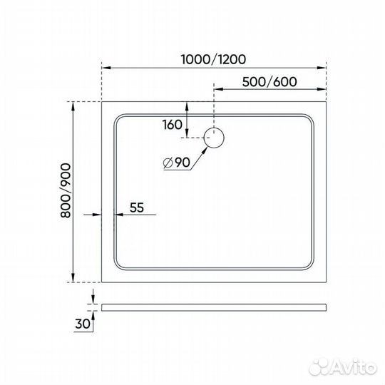 Душевой поддон Veconi TZ-09 120х90