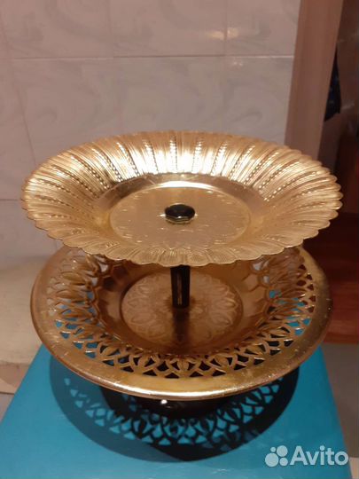 Ваза -этажерка для фруктов на ножке СССР