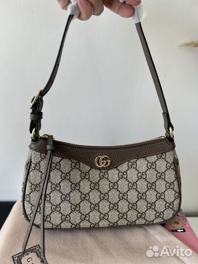 Сумка Gucci Ophidia кожа+канва