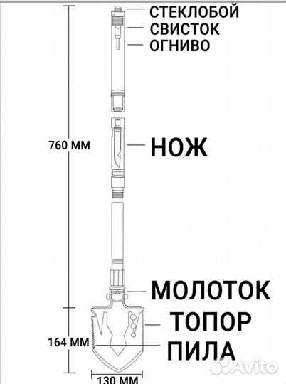 Многофункциональная складная лопата