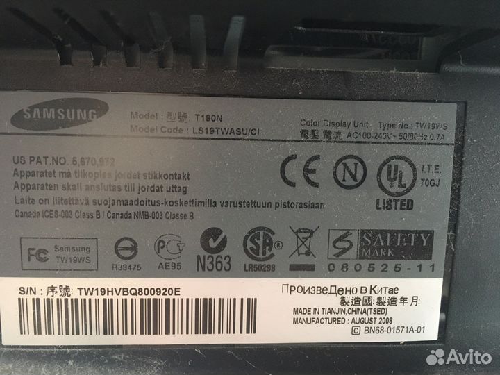 Монитор Samsung syncmaster T190N