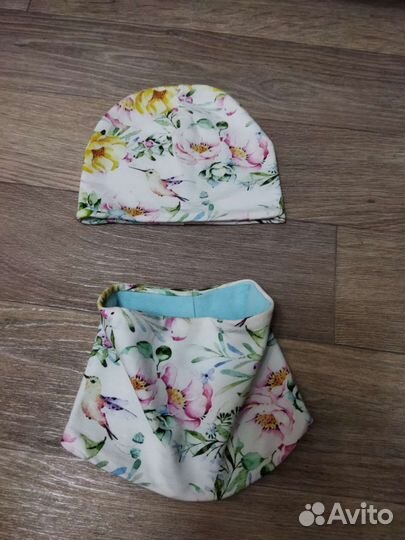 Шапочка и снуд для девочки (набор) + косынка