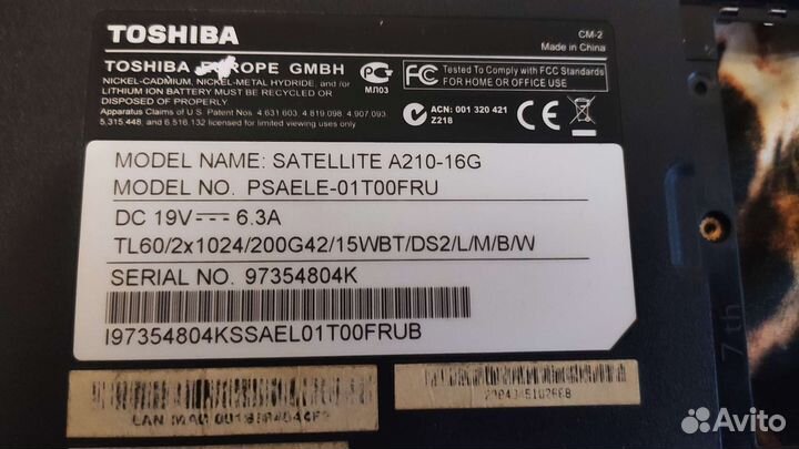 Ноутбук Toshiba Satellite на запчасти