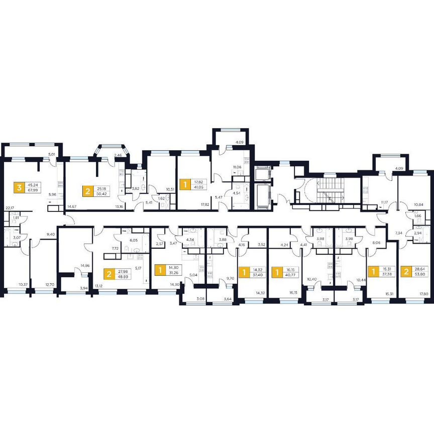 2-к. квартира, 53,8 м², 5/15 эт.