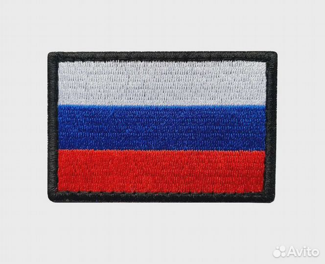 Нашивка шеврон Флаг России разм. 6х4 см с липучкой