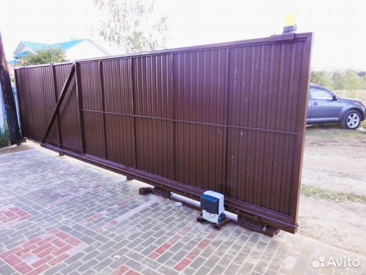 Откатные ворота на винтовых сваях