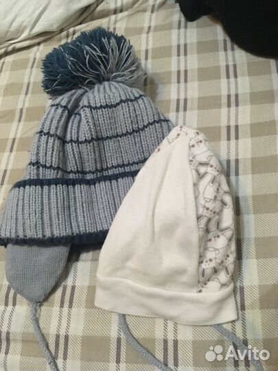 Зимняя шапка на завязках + хлопковая