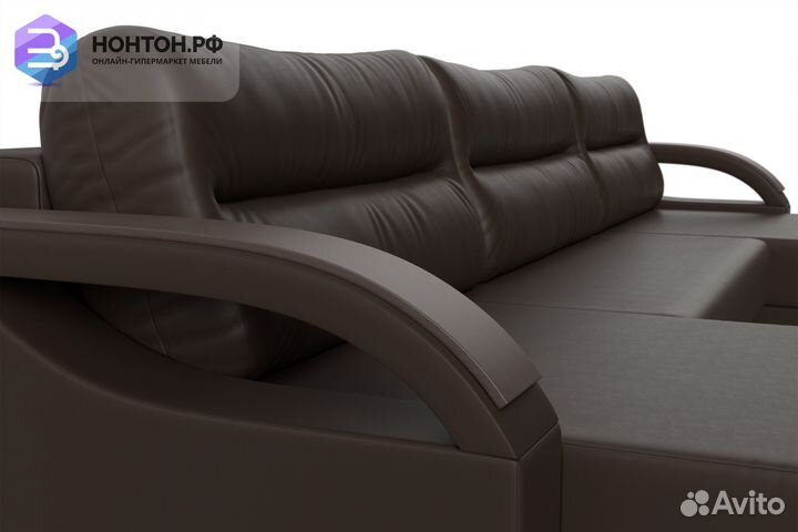 Диван п-образный еврокнижка Форсайт экокожа коричн