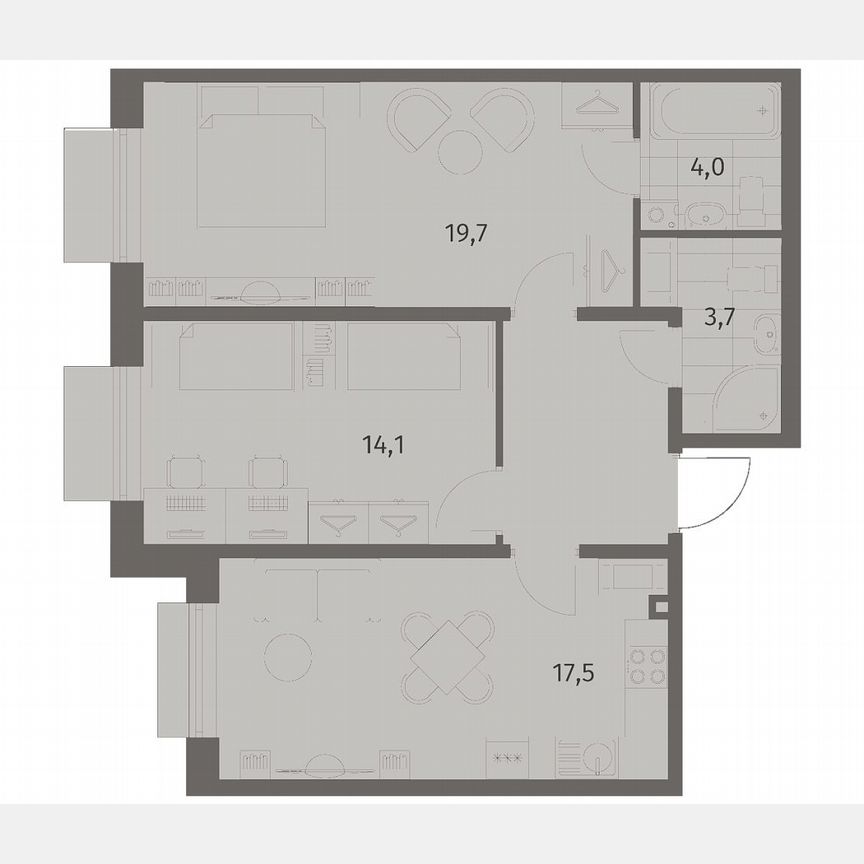 2-к. квартира, 65,8 м², 4/8 эт.