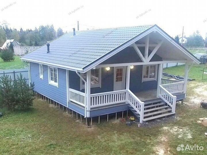 Каркасный дом 10х9м с террасой