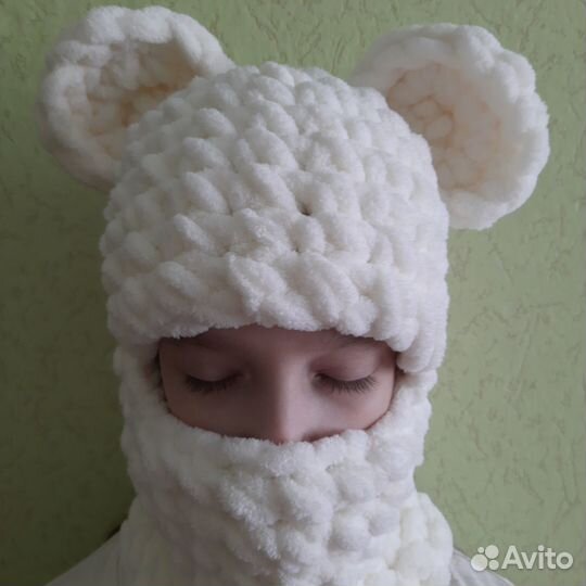 Балаклава вязаная с ушками