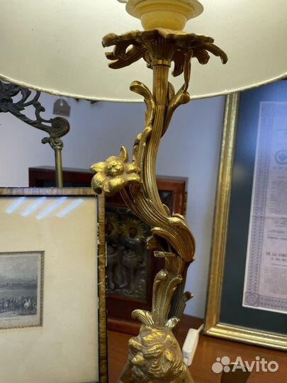 Бронзовая лампа с Путти / Ангелом