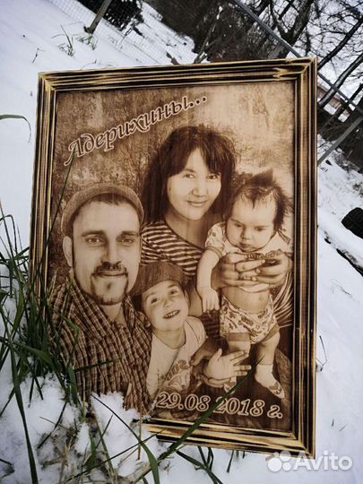 Выжигание портретов на фанере и дереве по фото