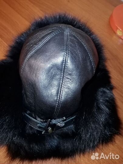 Шапка зимняя женская кожа мех