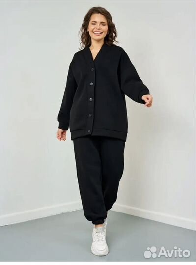 Спортивный костюм женский теплый на флисе оверсайз