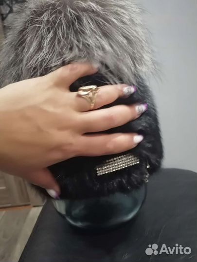 Шапка норковая вязаная женская