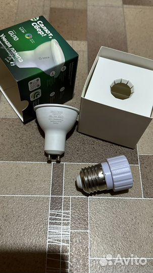 Умная лампочка сбер GU10 с переходником на E27