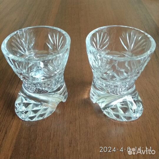 Рюмки Сапожки, хрусталь СССР, пара