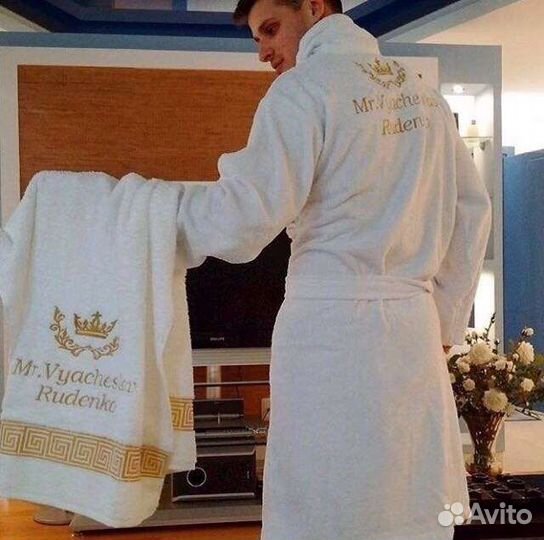 Халаты/полотенца махровые с вышивкой