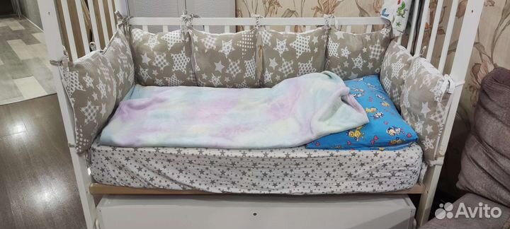 Бортики-подушки со съёмными чехлами в кроватку