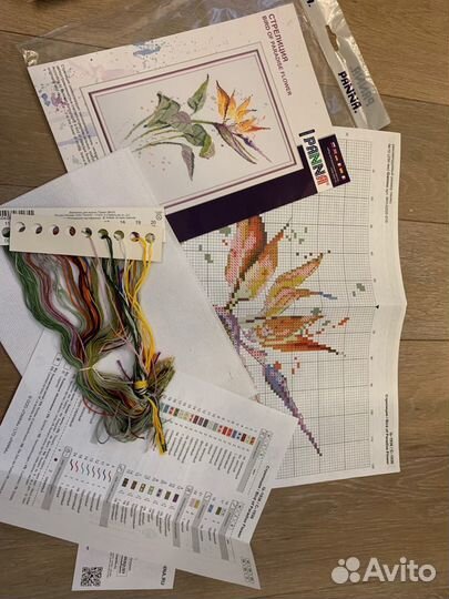 Вышивка крестом 3 набора Цветы